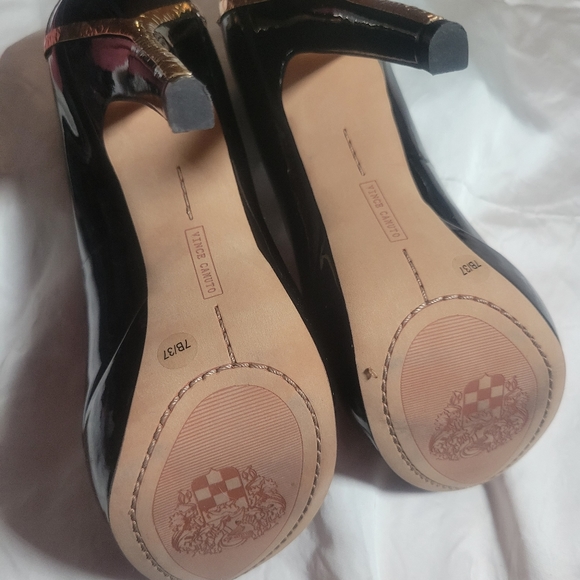 Vince Cumato Gold Bling Heeled Platform Shoes - Picture 3 of 5